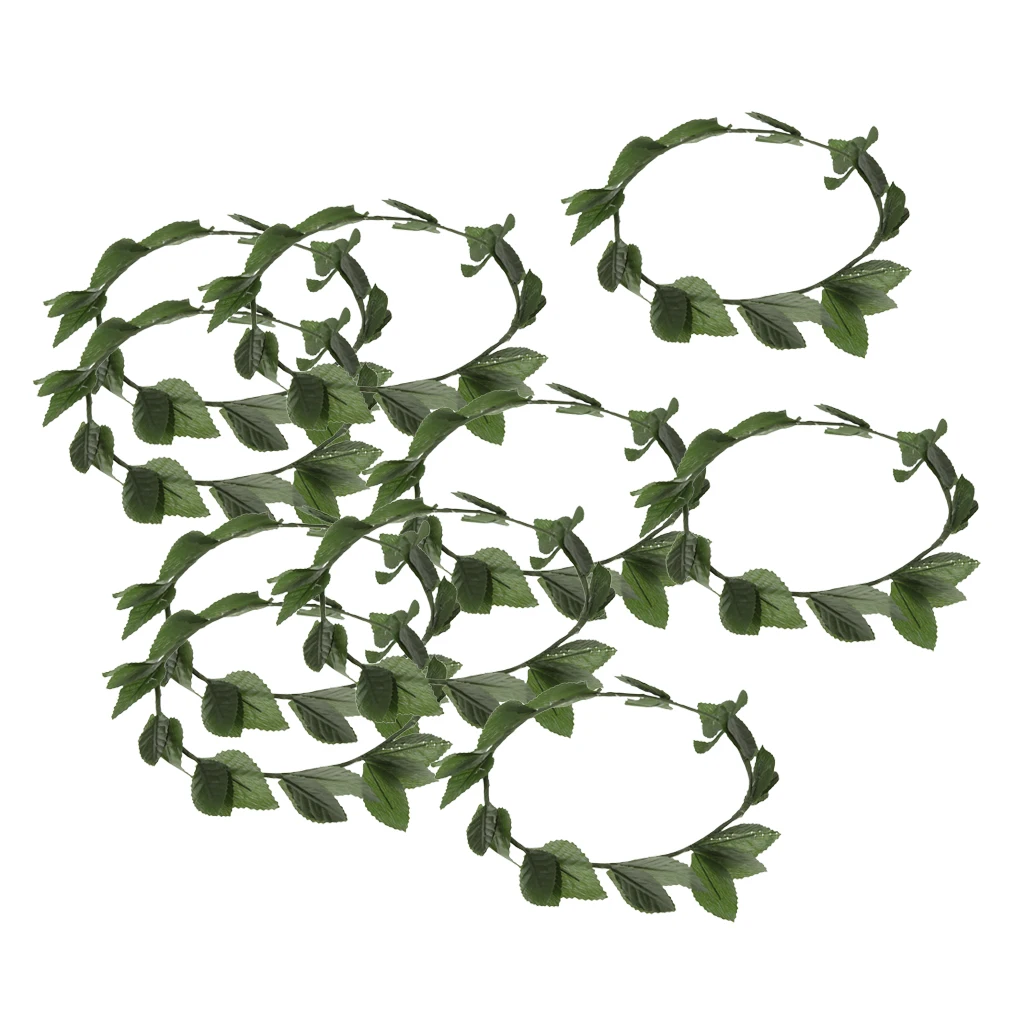 Set of 10pcs Fashion Plastic Green Leaf Roman Greek Goddess Laurel Wreath Headpiece Summer Beach Headband Photo Props