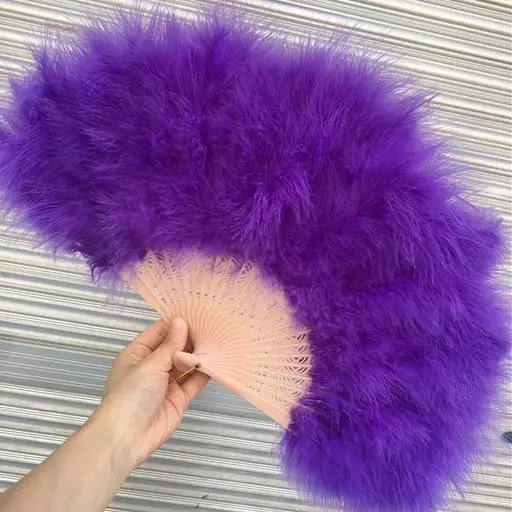 purple A 2 шт много утолщаются пушистые складные Marabou свадьба свадебный душ реквизит для фото вечеринок перо ручные вентиляторы - Цвет: purple A