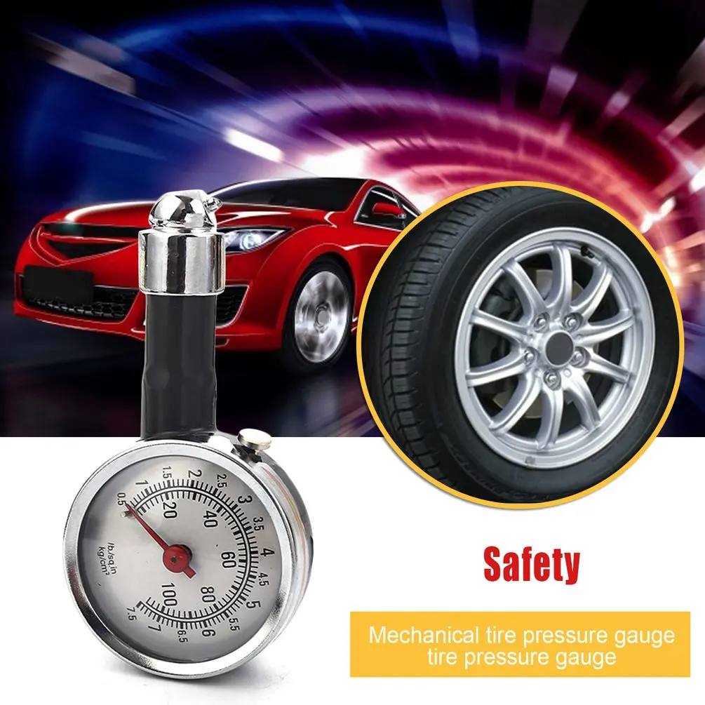 Автомобильная Таблица значений давления в шинах 0-100 фунтов/кв. дюйм механический металлический Высокоточный 360 градусов вращающийся измерительный прибор с противоударной крышкой