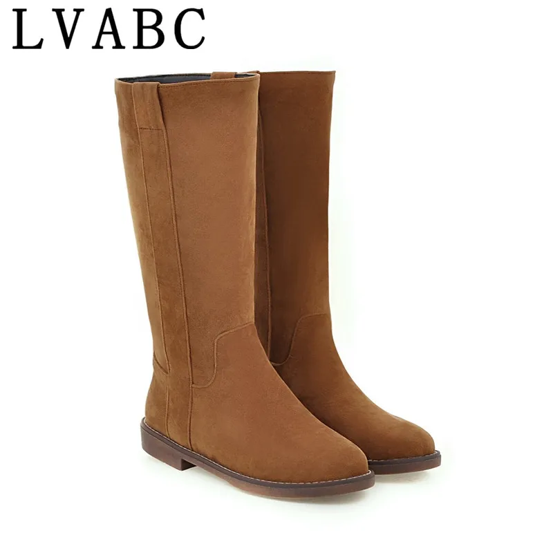 LVABC Women's Winter Shoes Knee High Boots Plus Big Size High Quality Faux Suede Brand Women Shoes Winter Women Winter Boots
