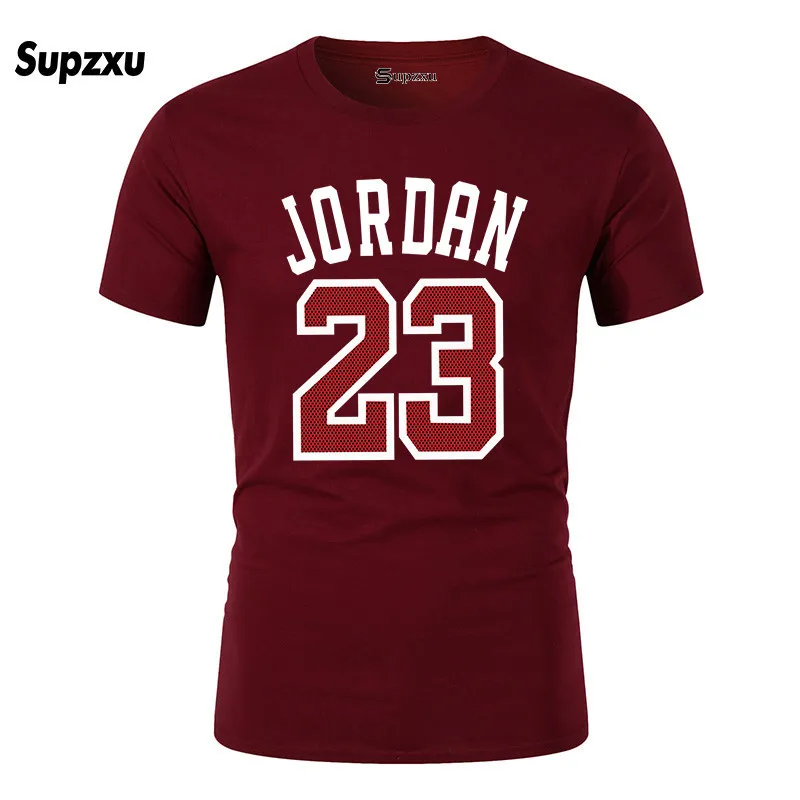 Новая брендовая одежда Jordan 23 Мужская футболка Swag футболка Хлопковая мужская футболка с принтом Homme Фитнес Camisetas хип-хоп Футболка - Цвет: Red wine