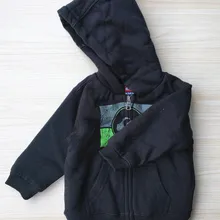 Черные толстовки на молнии с принтом «шерпа» для маленьких мальчиков, американский размер 12-18 месяцев