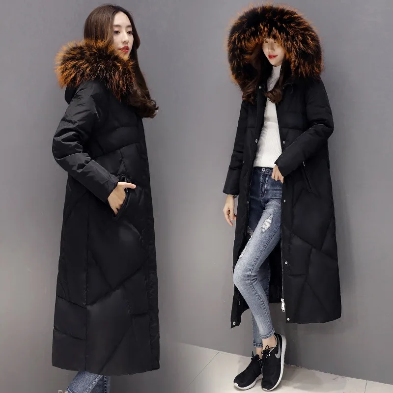Hiver Clair À vert Le Capuche Bas Noir Épaississement Genou Arrivée 2018 Vers D'hiver Femme Cheveux Longue Grand Nouvelle Manteau Veste Col x0p1fIqR