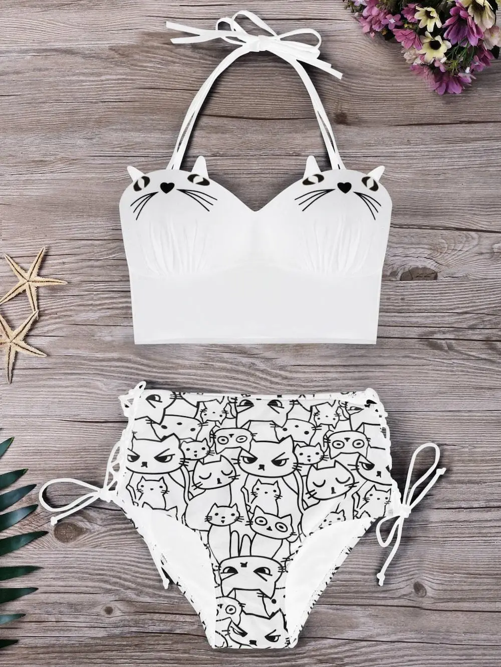 

Summer Women High Waist 2pcs Set Push-Up Padded Bathing Suit