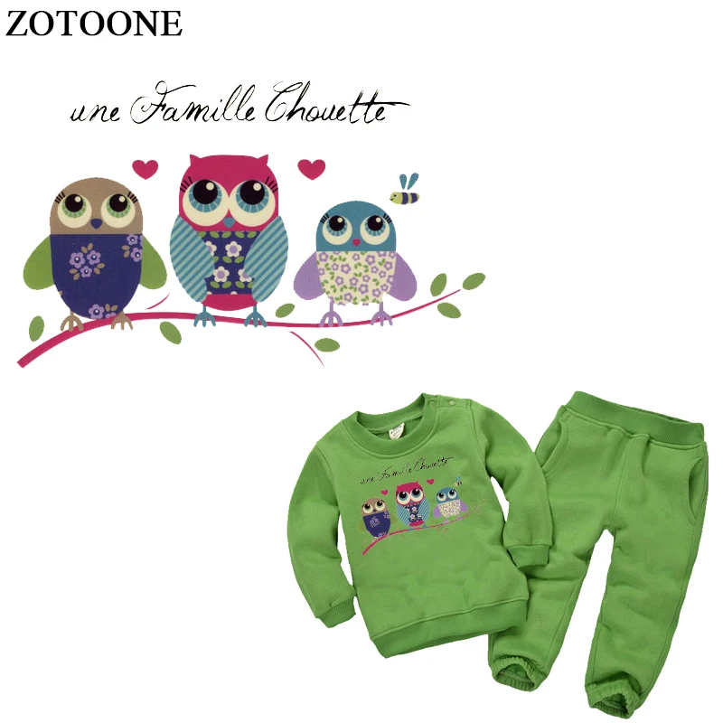 

ZOTOONE Owl Baby Clothes Patches Stickers Birthday Heat Transfers DIY Accessory Appliques Iron-on Patch for Kids Dress E