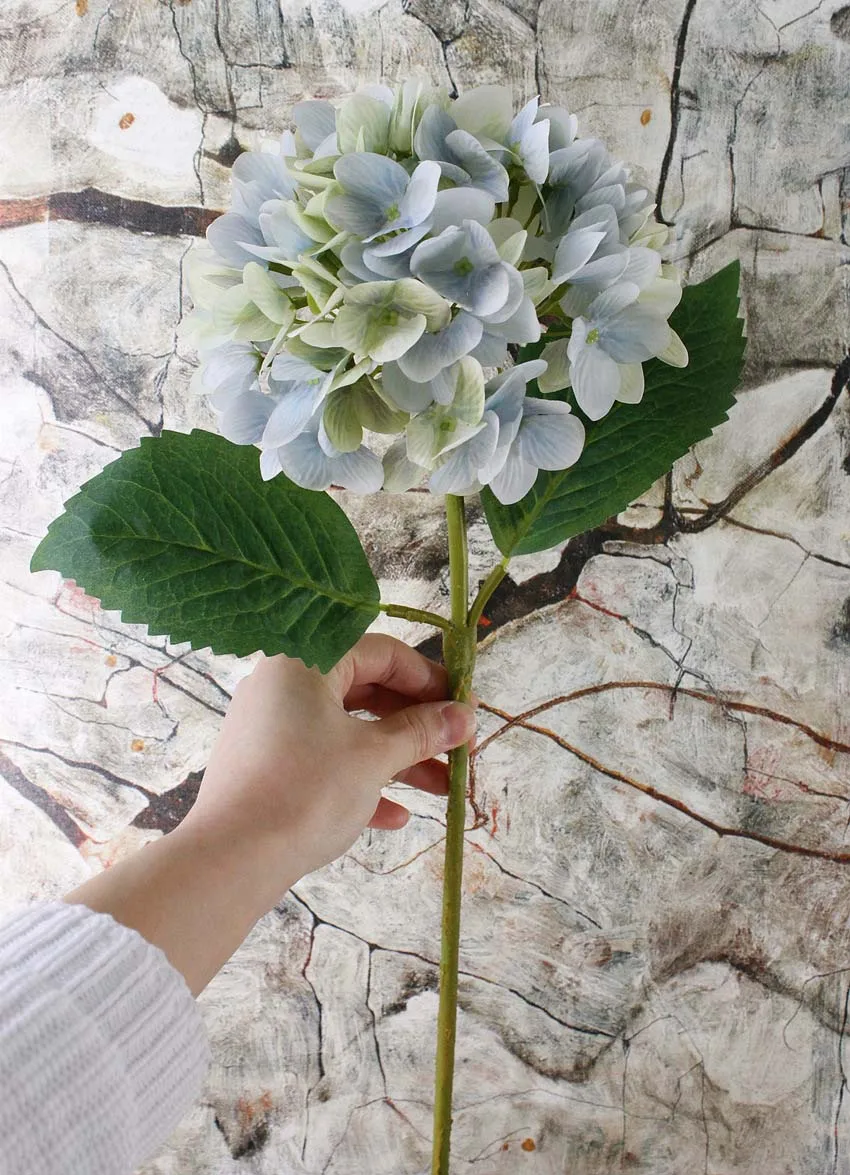 Искусственный цветок гортензии для свадебного украшения Европейский Шелковый цветок Гортензия для домашнего декора искусственные цветы - Цвет: light blue