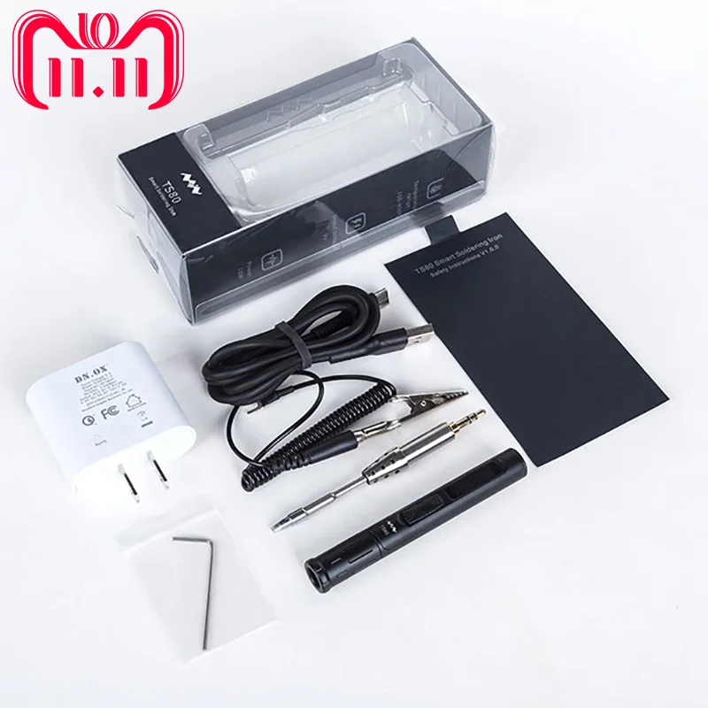 

TS80 Mini Electric Soldering Iron Adjustable Temperature Digital Solder Station OLED Display USB Type C Power Jack