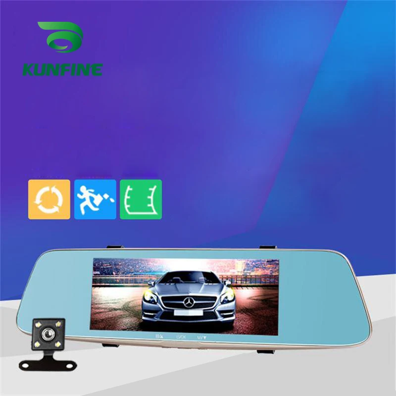 KUNFINE 7FULL HD 1080P Dash Cam Car DVR Mirror Rear View Camera Video Recorder Dual Cameras Recording  (3)