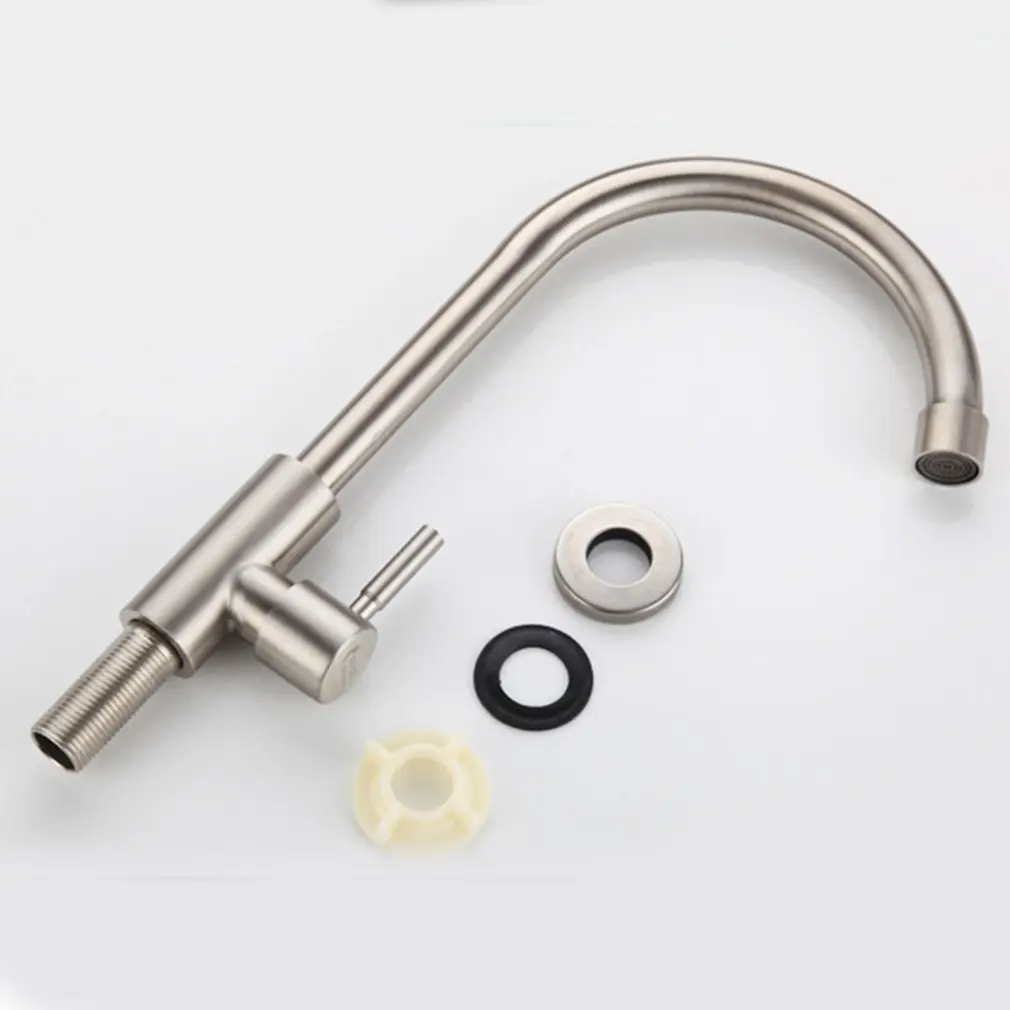 

304 Stainless Steel Kitchen Single Cold Faucet Lead-free Brushed Sink Sink Faucet