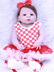 Силиконовые куклы Reborn девушка детские игрушки куклы подарок корнями новых волос красное платье Bebe 22 дюймов 55 см Boneca реборн силиконовая COMPLETA