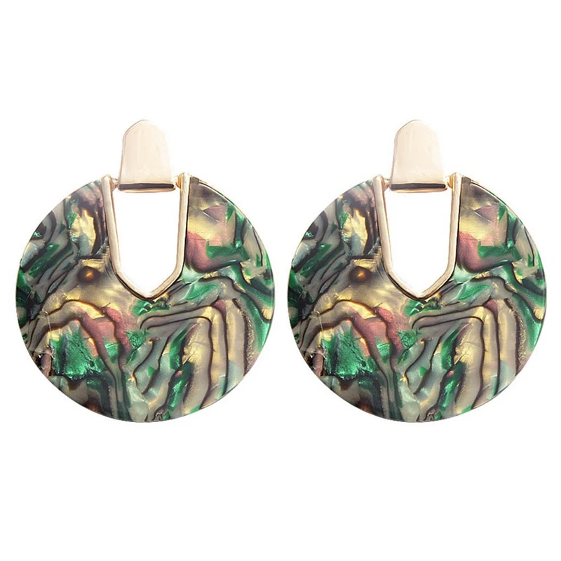 

Colorful Resin Acrylic Round Dangle Earrings for Women abalone shell Earrings Wedding Jewelry