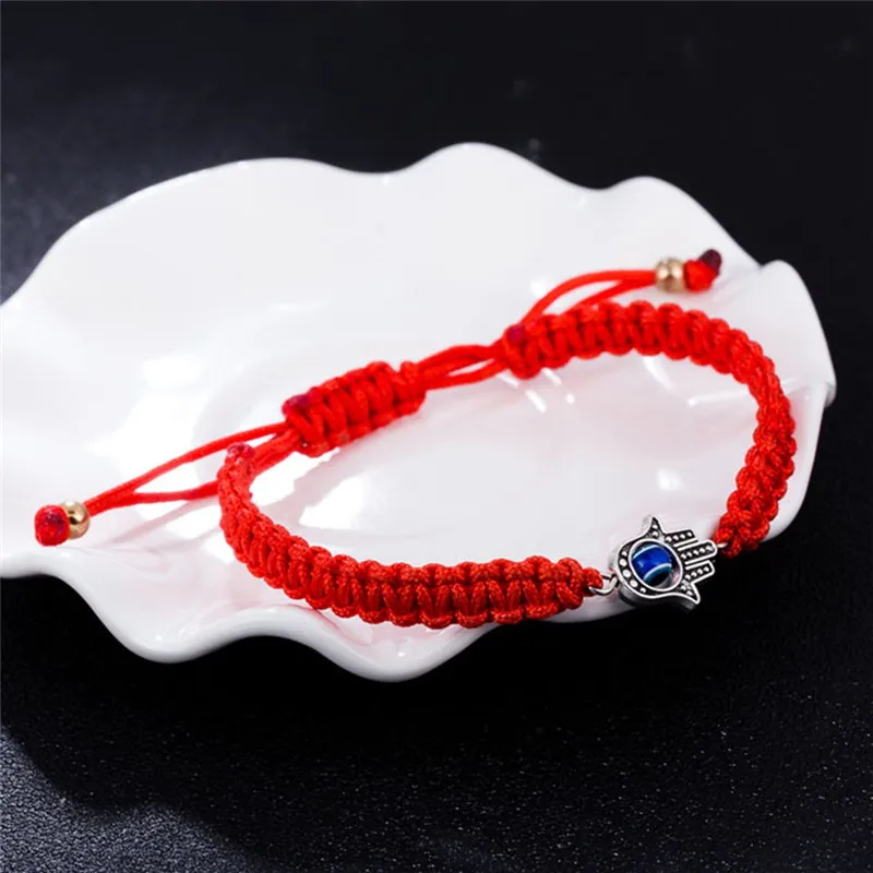

New Handmade Braided Rope Bracelets Red Thread Blue Eye Charm Bracelets Bring You Lucky Peaceful Bracelets Adjustable Length Red