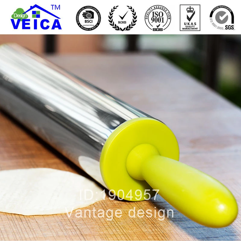 

Stainless Steel Non-stick Glide Rolling Pin Dough Stick Modelling Fondant Bakeware Cake Baking Cooking Decorating Tool