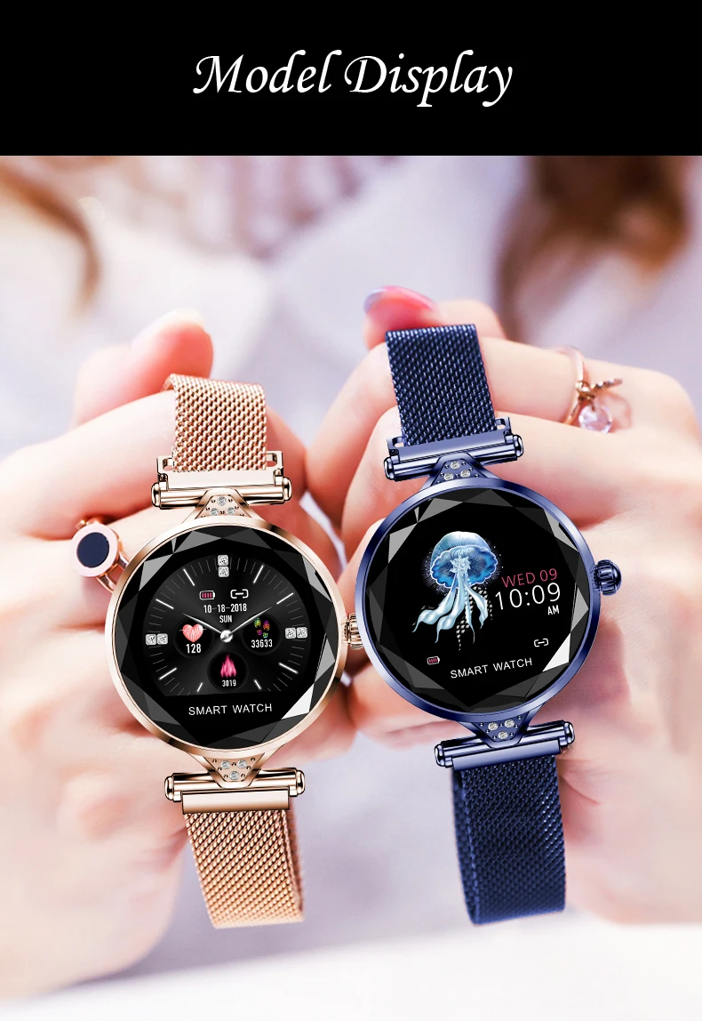 LEMFO H2 Роскошные Смарт-часы для женщин водонепроницаемый Дамская мода Smartwatch фитнес-трекер для измерения сердечного ритма для Android IOS телефон подарок H1