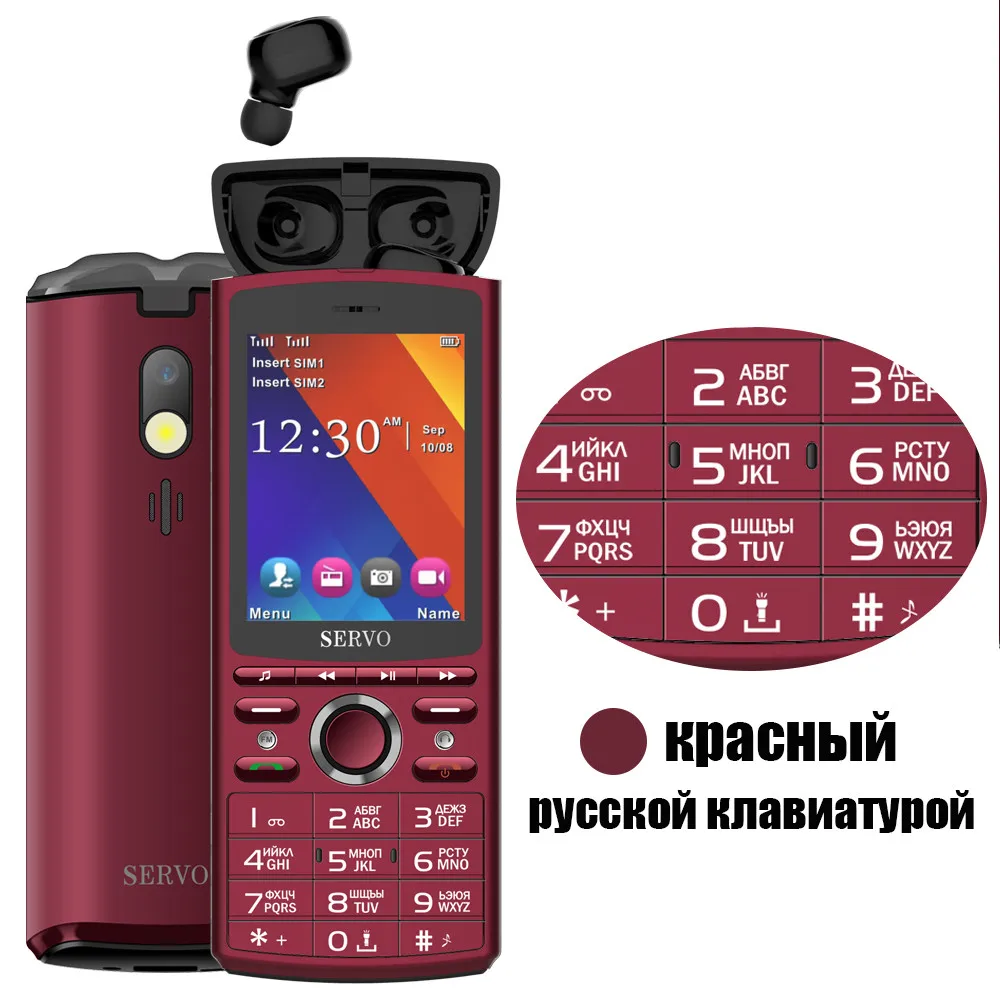 SERVO R25 2," мобильный телефон две sim-карты с TWS беспроводные наушники Bluetooth 5,0 сотовый телефон 6000 мАч банк питания GSM WCDMA GPRS - Цвет: Red Russia button