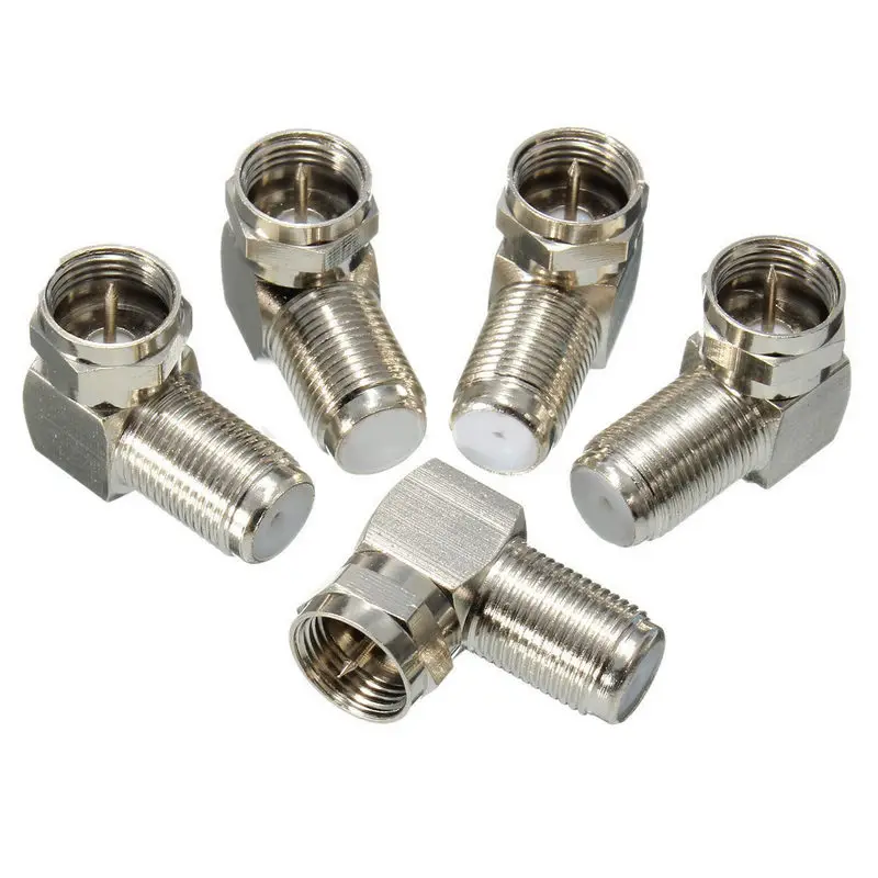 

5pcs New Right Angle 90 Degree Coaxial Connector Waterproof Connection F Male To F Female Adapter Connector RG6 RG5