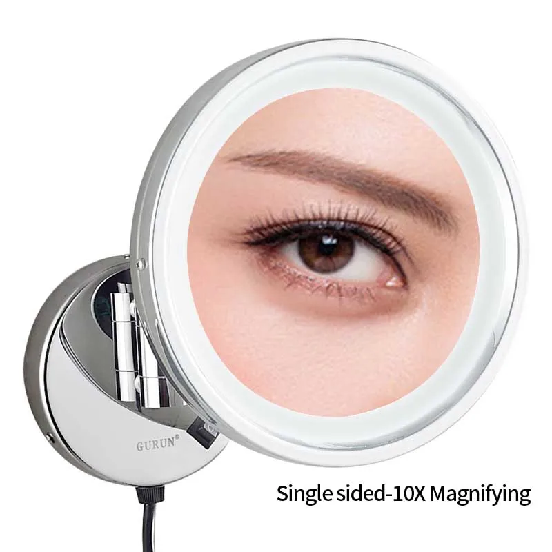 Gurun LED Makeup Mirror 2017 New arrival Mirror surface can be turned fixed on the wall 1