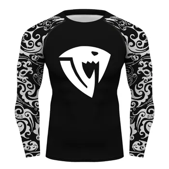 

Custom rashguard for men Saber Tooth compression Dry-Fit Shirts long sleeves full print black tshirt Fitness Tops Rash Guard