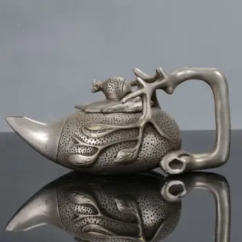 

COLLECTIBLE DECORATE CHINESE MIAO SILVER HANDWORK BRANCHES TEAPOT