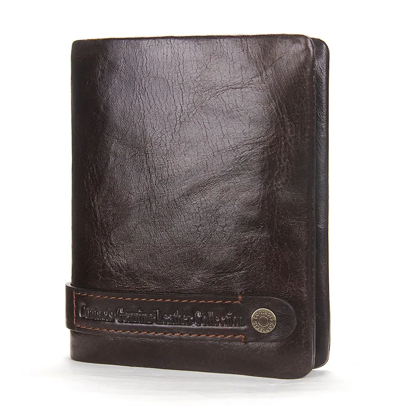 CONTACT'S Брендовый изъящный кошелек из натуральной кожи в винтажном стиле с отделениями для карт и денег и с застежками молния - Цвет: dark brown