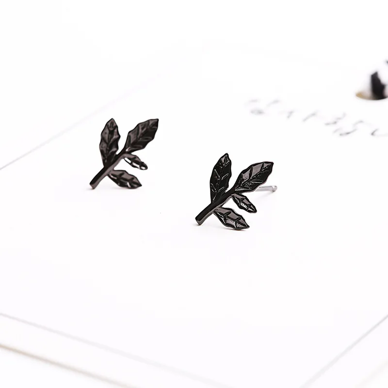 black maple leaves earrings 100% 925 Sterling silver Jewelry fashion Hypoallergenic Stud earrings for women gift