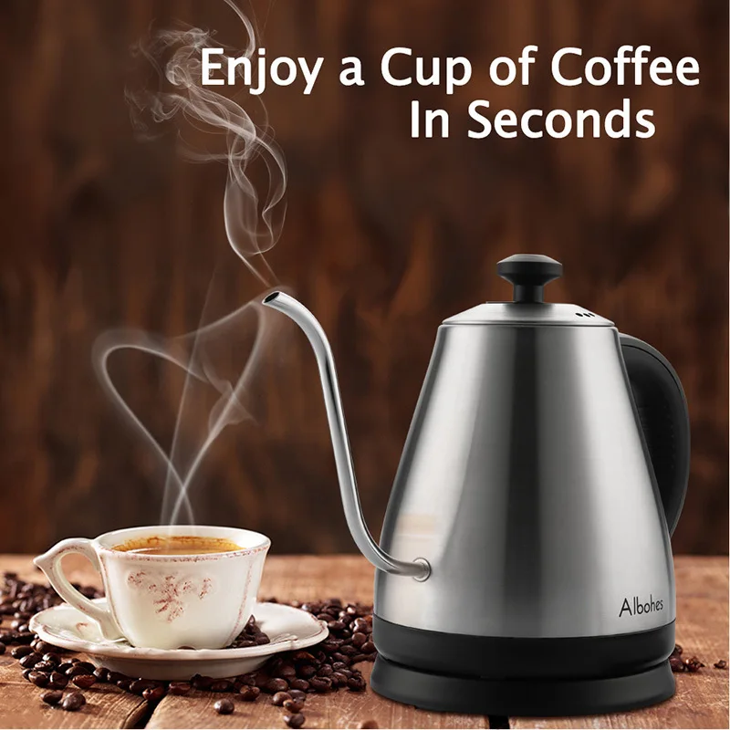 

ALBOHES 1L Electric Kettle 304 Stainless Steel Smart intelligent heat Temperature Control Water Boiler Quick Heating Appliance