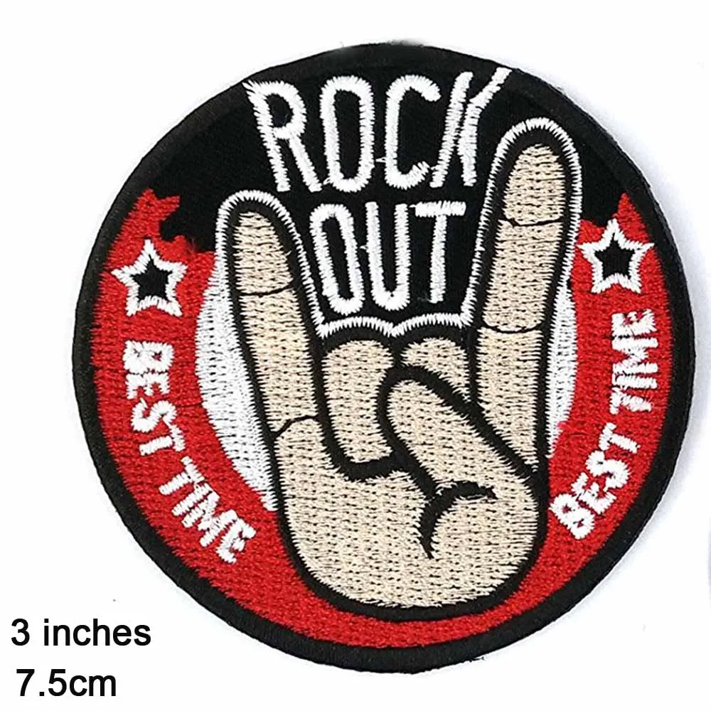 Rock Out Music Iron On Patches Embroidered Clothes Patch For Clothing