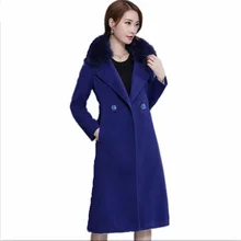 Большие размеры, M-4XL2018New, зимнее пальто, Женское пальто с большим меховым воротником, шерстяное пальто, длинные зимние куртки, парка, пальто, верхняя одежда, зимнее женское пальто