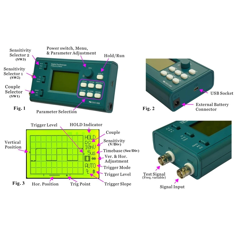 Dso068 20Msa/S 3 МГц осциллограф Lcd цифровой измеритель частоты для хранения