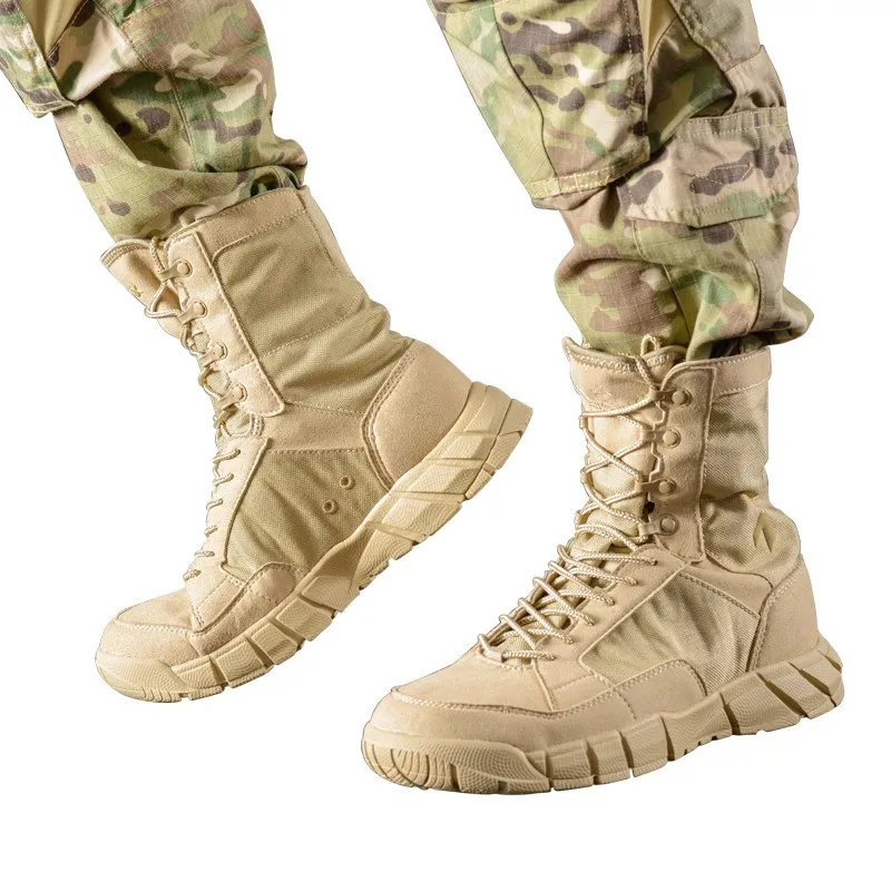 Мужские уличные высокие трубы легкие спортивные походные альпинистские ботинки обувь мужские пустынные джунгли тактические боевые дышащие ботинки кроссовки