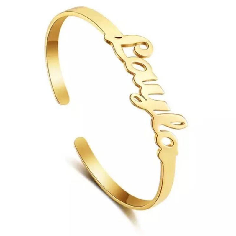 

Gold Silver Custom Name Bracelet Bangle for Women Girl Adjustable Length Bohemian Bracelets Bangles Mother's Day Jewelry Gift
