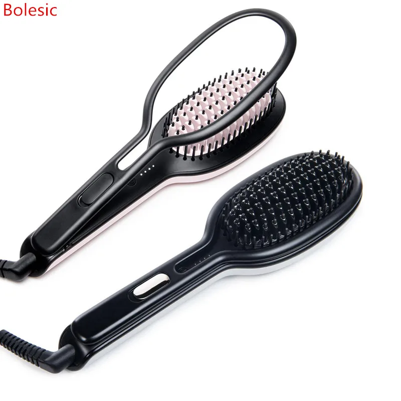 

InStyler Glossie Ceramic Styling Brush Straightener Flat Iron Comb Ceramic Hair Straightening Brush