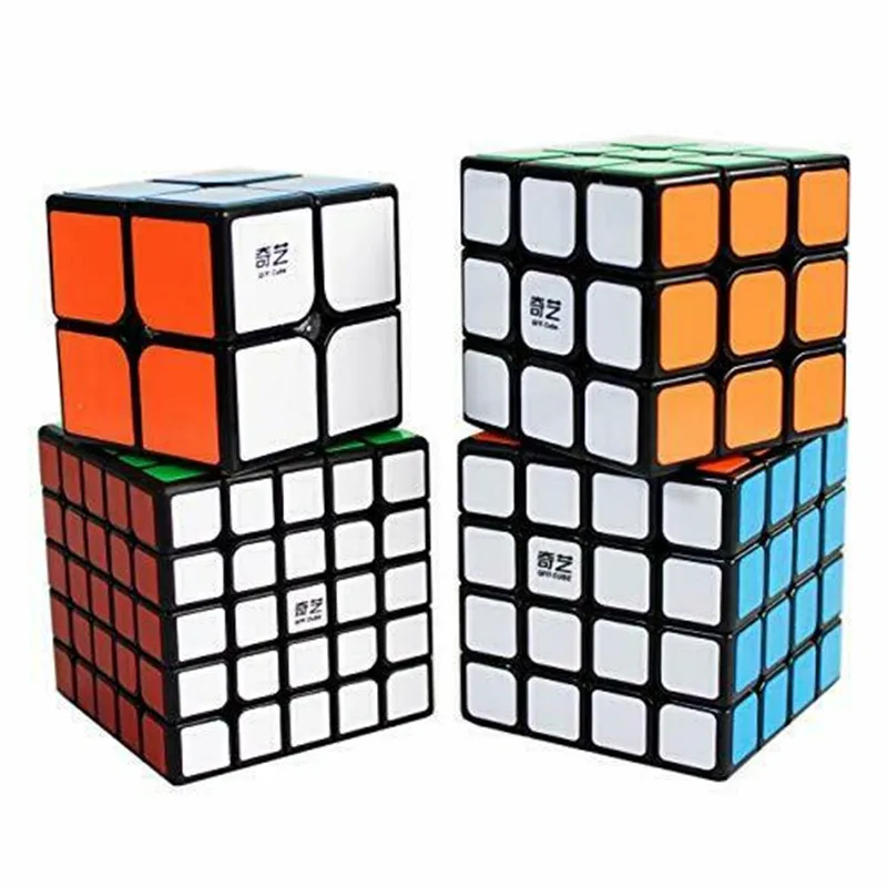 4 шт. QiYi скоростной куб комплект 2x2 3x3 4x4 5x5 Быстрая ультра гладкая скоростная