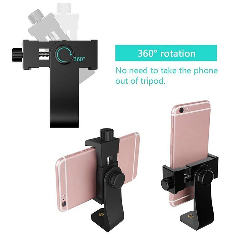 Universal Tripod Mount Adapter Cell Phone Clipper Holder Vertical 360
