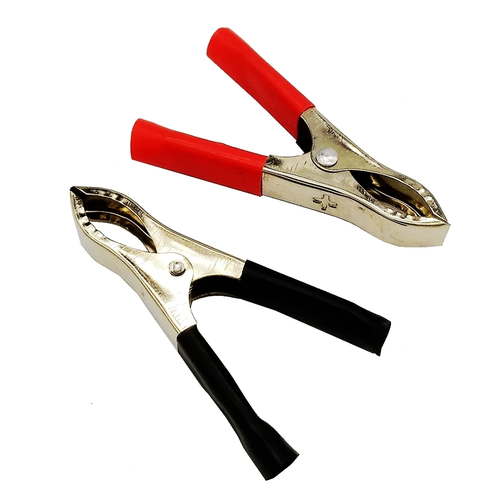 

2 Pcs Boot Coated Insulated Car Battery Alligator Clips Nickel plating 70mm 30A