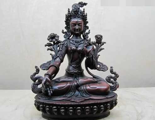 

bi003190 100% Pure purple Red Bronze exquisite Carved White TaRa Kwan-Yin Buddha Statue