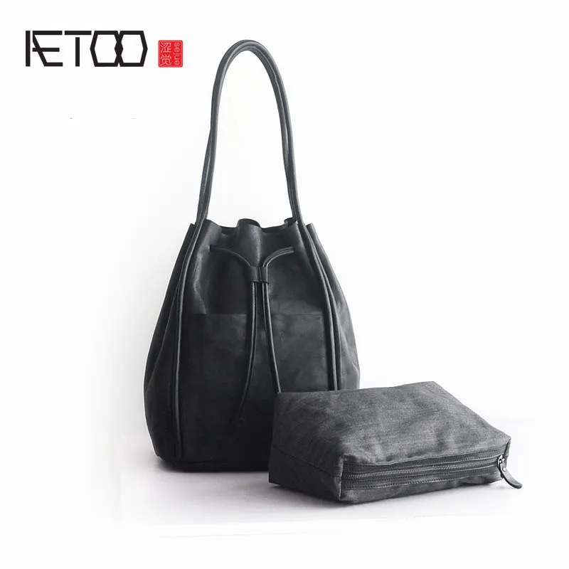 

BJYL Autumn and winter new casual retro art leather handbags soft large capacity leather handbag slung shoulder bag