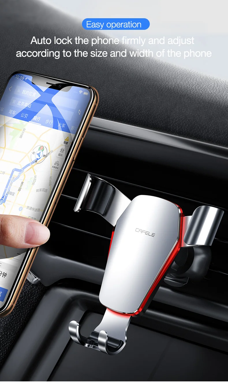 CAFELE Gravity Car Phone Holder Air Vent Monut Stand Holder For Phone in Car Support For iPhone 12 11 Pro Accessory Car Interior flexible phone holder