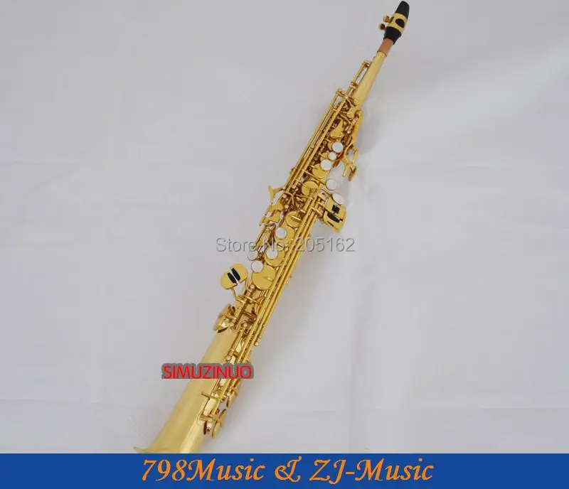 

Gold Lacquer Straight Soprano saxophone Bb key to High F key and G Key