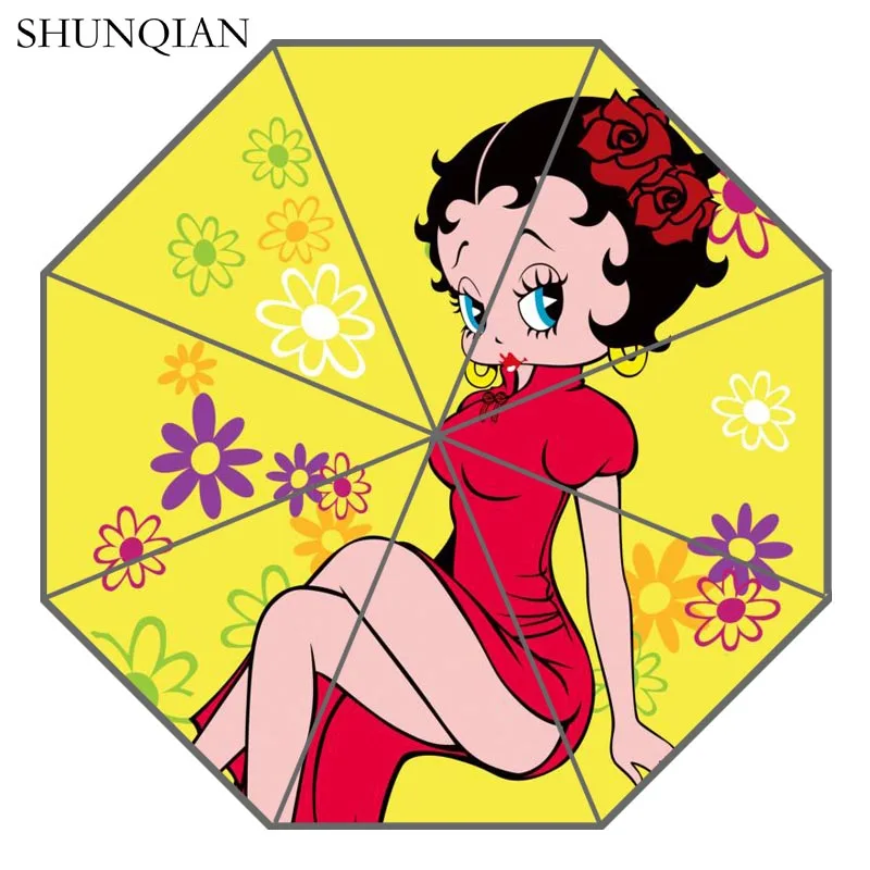 P# Betty Boop 02 зонт с индивидуальным принтом складной зонт от солнца и дождя для путешествий, не автоматический декоративный Высококачественный зонтик - Цвет: 17