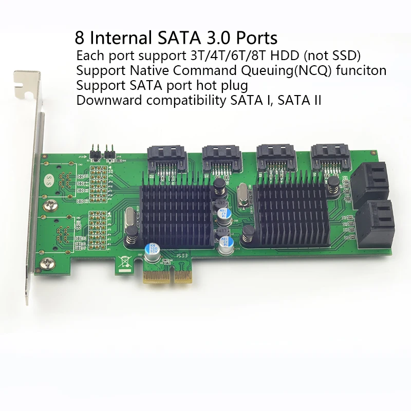 PCIe SATA плата расширения pci express к sata3.0 8 портов Плата расширения pci-e sata 3 конвертер Marvell двойной чип для От 3 до 8 лет HDD