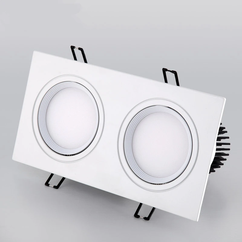 1pcs LED double Light Square  14W 18W 24W cob Led dimmable Downlight Recessed Led Ceiling Spot Light Lamp Indoor AC85-265V flush mount lighting