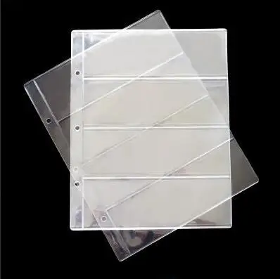

2016 New 10Pages/Lot 4 Line/Page general transparent PVC sheets for Paper money album loose-leaf inners of coin holders hot sale