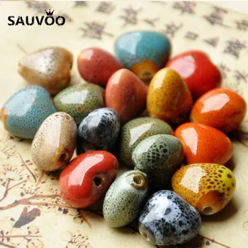 

SAUVOO 30pcs/lot Vintage Big Red Blue Heart Love Creamic Glaze Charms Beads 15mm fit DIY Jewelry Making Findings Accessories