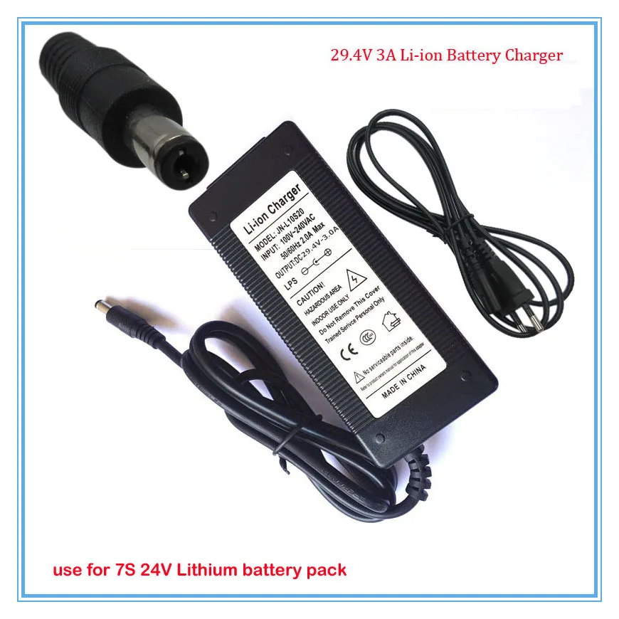 

24V 3A Output 29.4V 3A lithium charger Used for electric bicycle Li-ion 7S 24V 10Ah 12AH 15AH 20AH battery charger free shipping