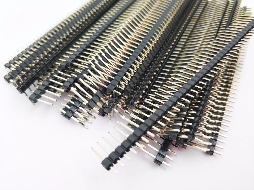 

10pcs 2.54mm Pin Header 1X40P L11.4/13/ 15mm 17/19/21/23/30mm long Straight Stackable wire Jumper single row connector male gold