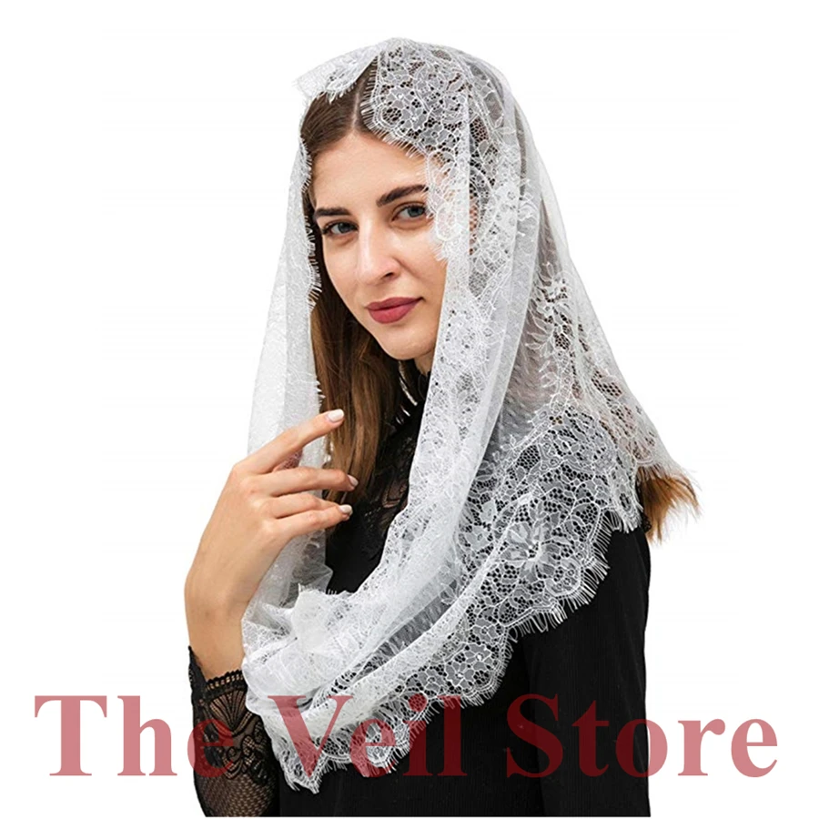 Spanish Lace Mantilla Chapel Veil for Church Round Scarf HeadCover Wrap Latin Mass Headkerchief Mantilla de Novia Negra Mantille