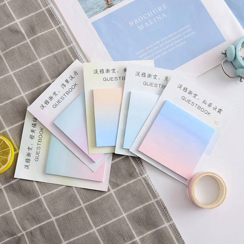 

Gradient Memo Pad Sticky Notes Multi-shape Writing Pads Cute Label Stickers For Office School Supplies Stationery Writing Gift