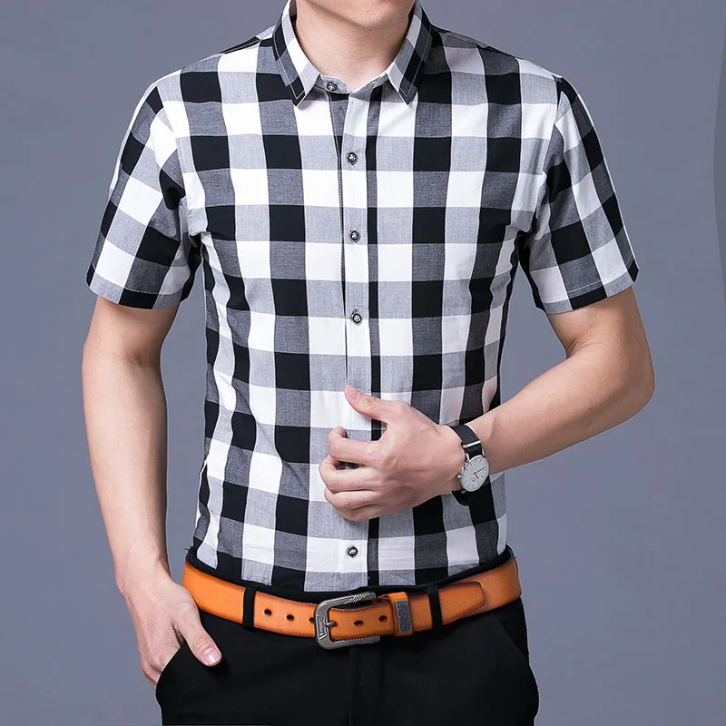2017 Summer Men Shirts High Quality Male Short Sleeve Classic Plaid