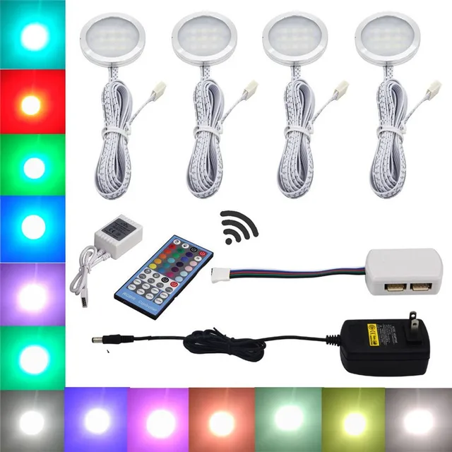 Aiboo Rgbw Rgb White Led Under Cabinet Lights Downlight 4 Lamps With Aiboo Rgbw Rgb White Led Under Cabinet Lights Downlight 4 Lamps With Ir Remote Control